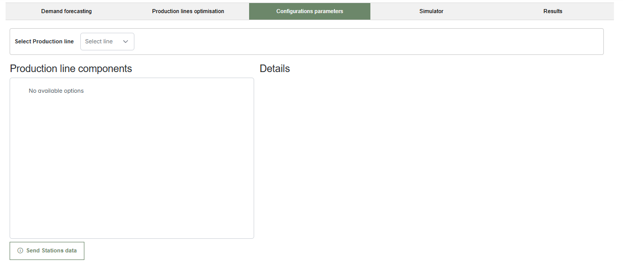 Empty production line configuration