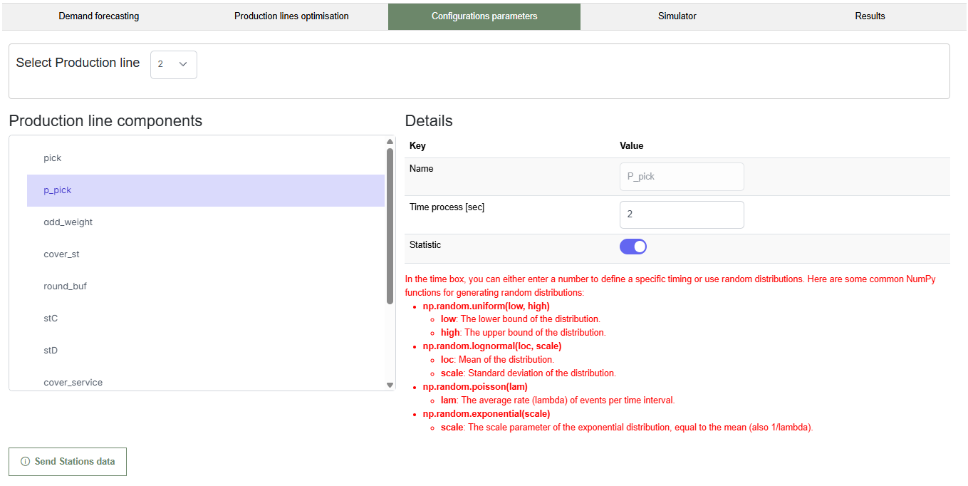 Configured component details