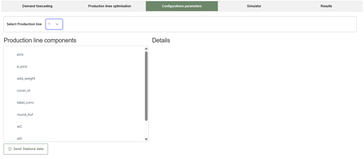 Selected production line configuration